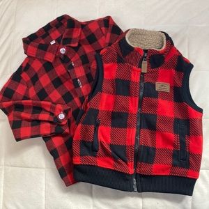 Baby Red Plaid Tops | Size 6 Months